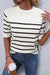 White Stripe Striped Half Sleeve Knitted Tee