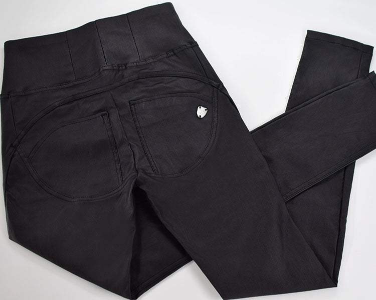 PU Denim Peach Hip Pants