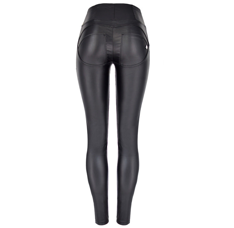 PU Denim Peach Hip Pants