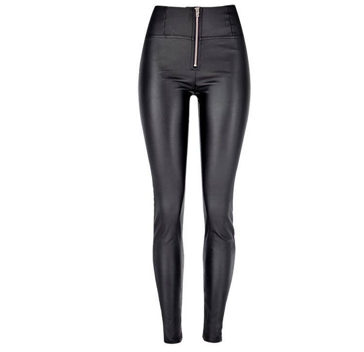 PU Denim Peach Hip Pants