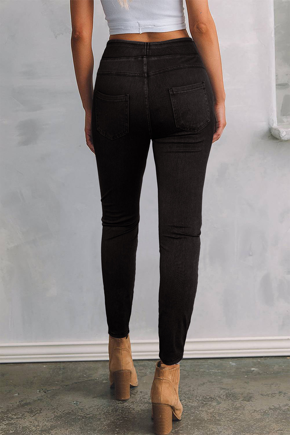 Solid Color High Waist Stretchy Slim Fit Jeggings