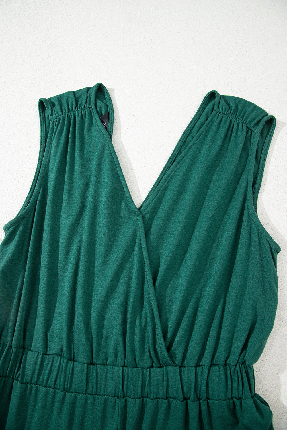 Deep V Pleated Crisscross Wide Leg Backless Jumpsuit