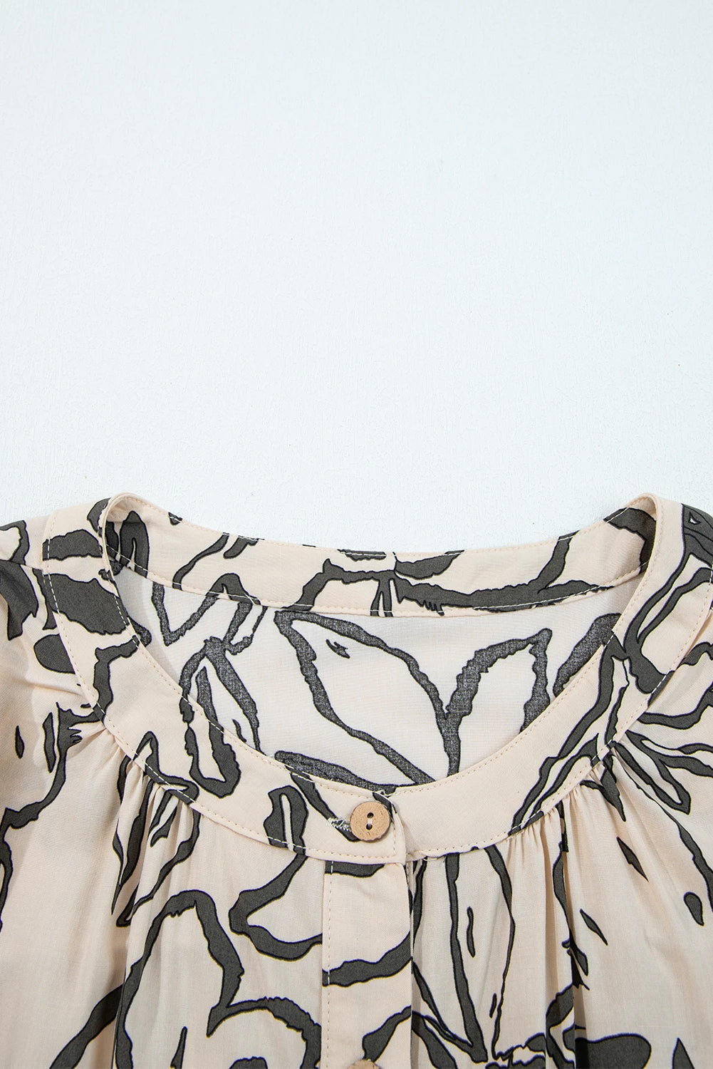 Gray Morn Floral Print Batwing Sleeve Buttoned Loose Fit Shirt