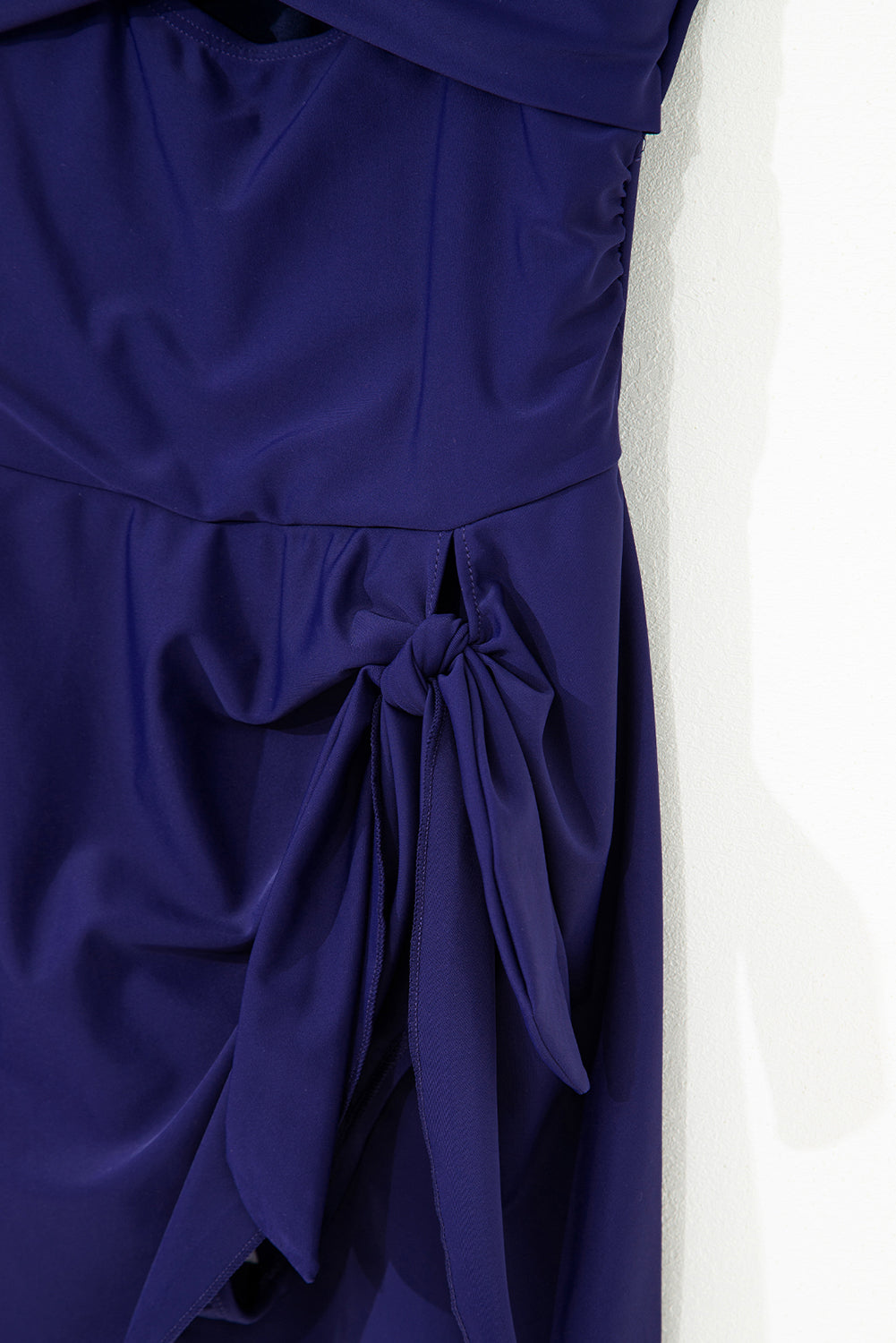 Adjustable Straps Cutout Ruched Knot Slit One Piece Swim Dress