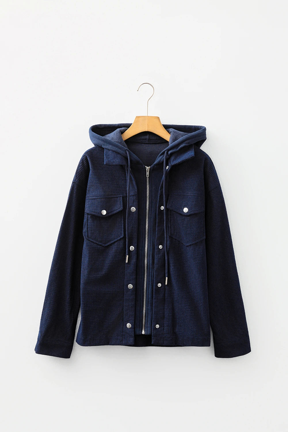 2 in 1 Thermal Knit Textured Hooded Jacket