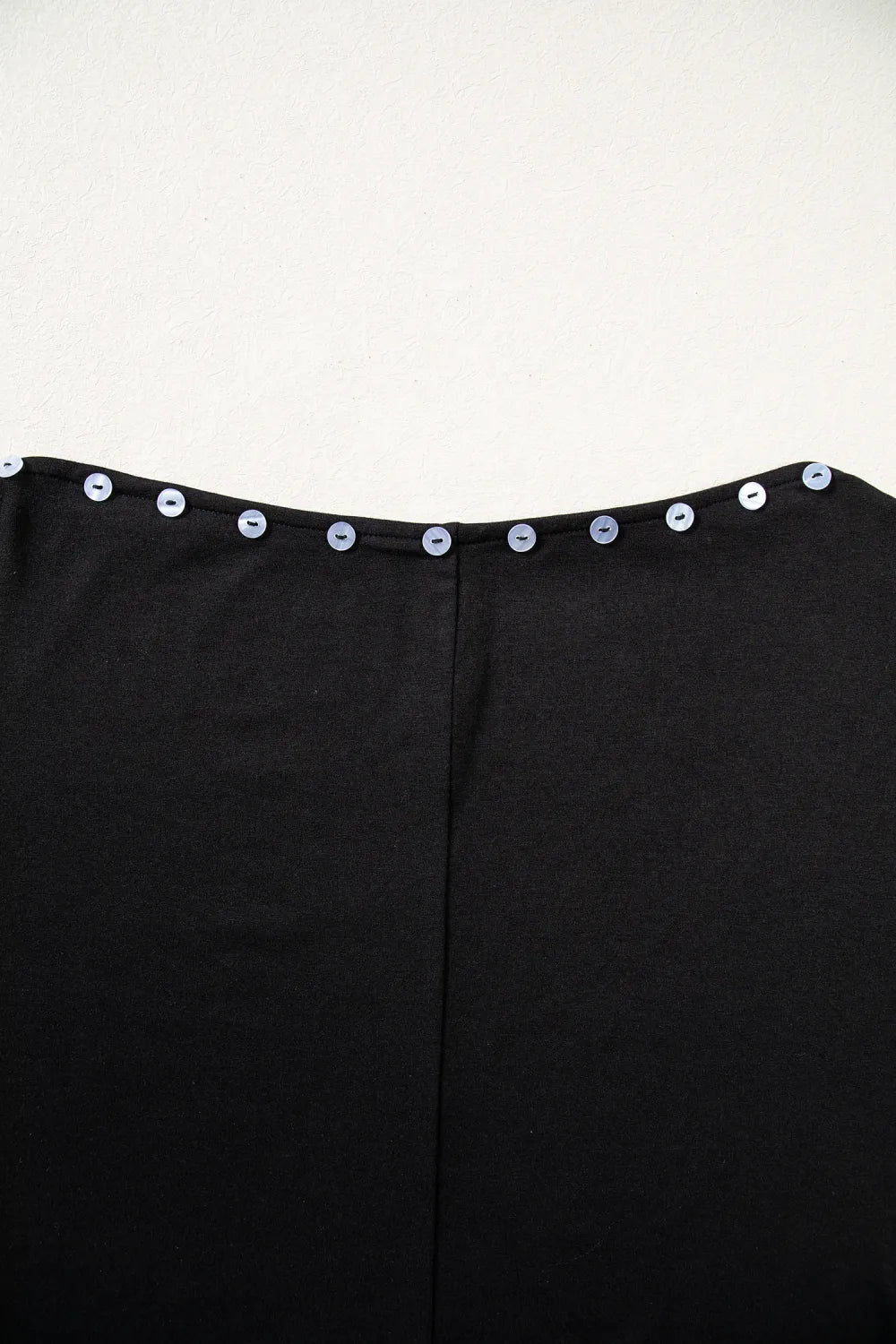 Black 3/4 Sleeve Button Detail Off Shoulder Top