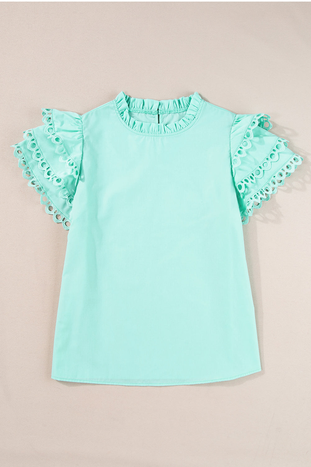 Layered Ric Rac Cap Sleeve Frilled Neck Blouse