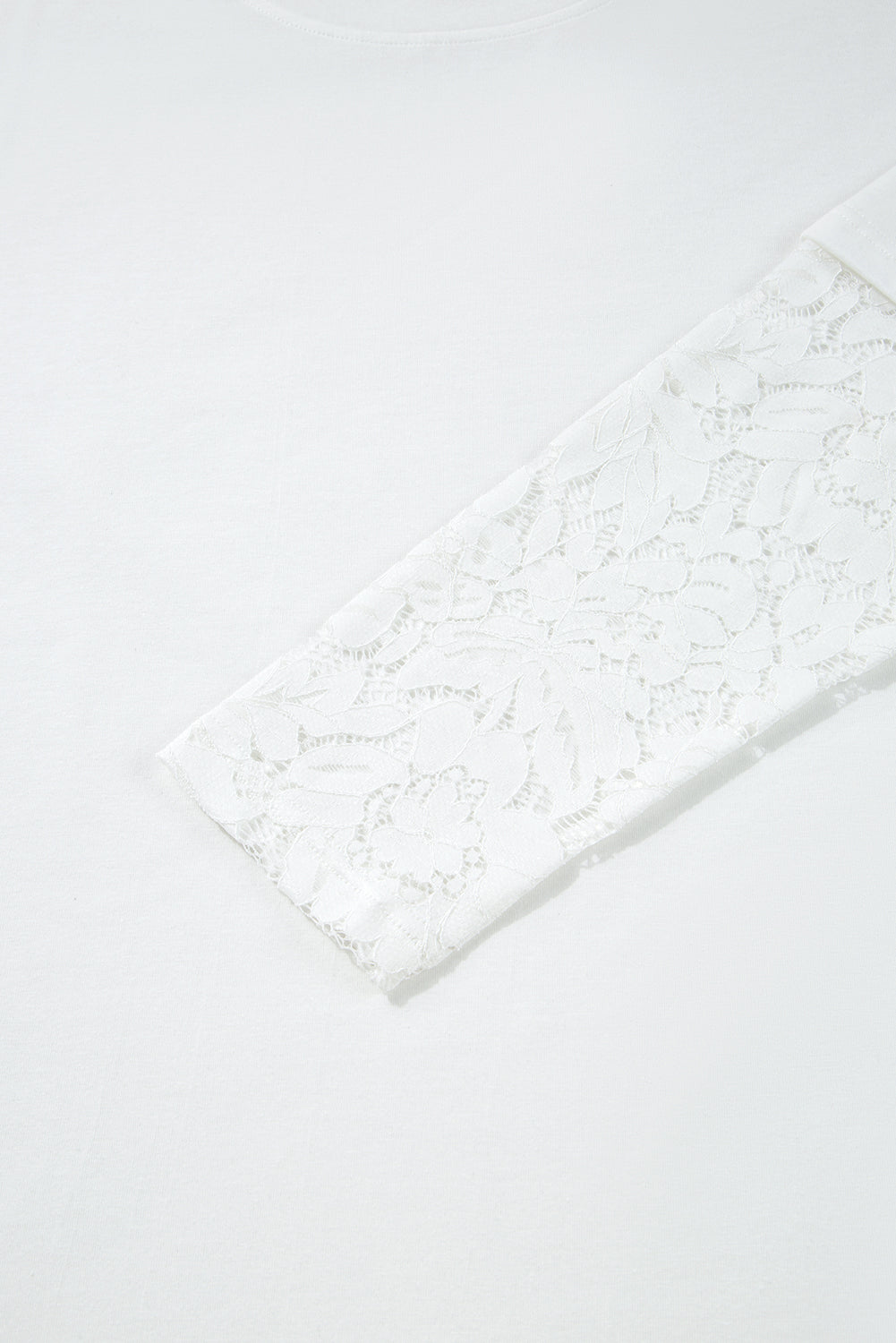 White Lace Long Sleeve Insert Drop Shoulder Tee