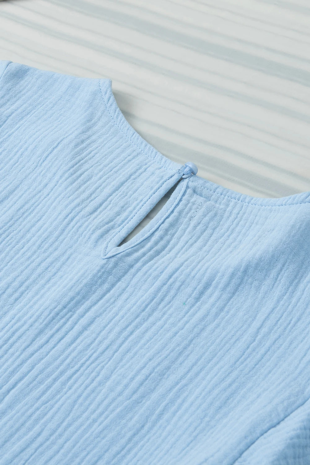 Crinkled Cotton Gauze Ruffle Sleeve Blouse