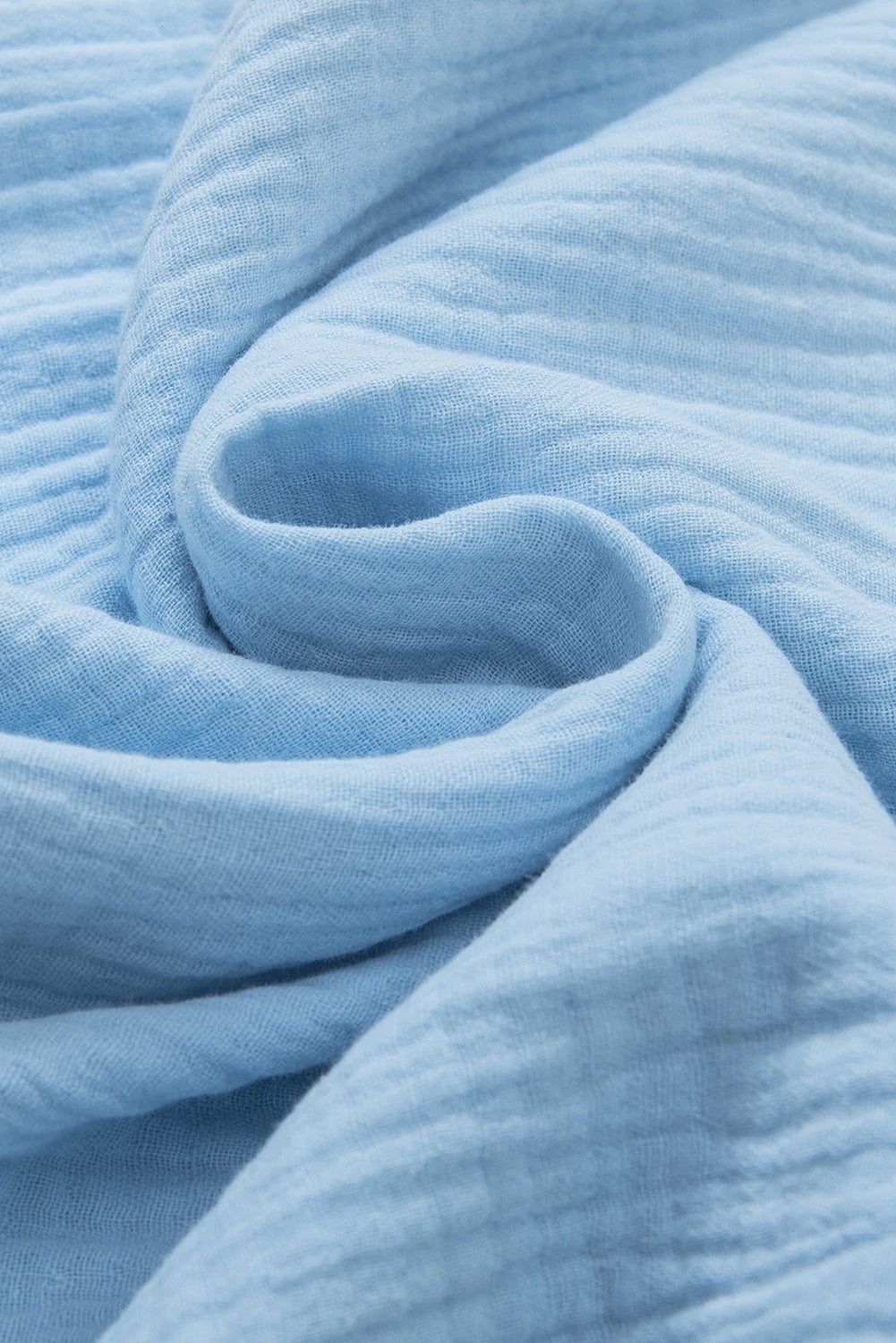 Crinkled Cotton Gauze Ruffle Sleeve Blouse