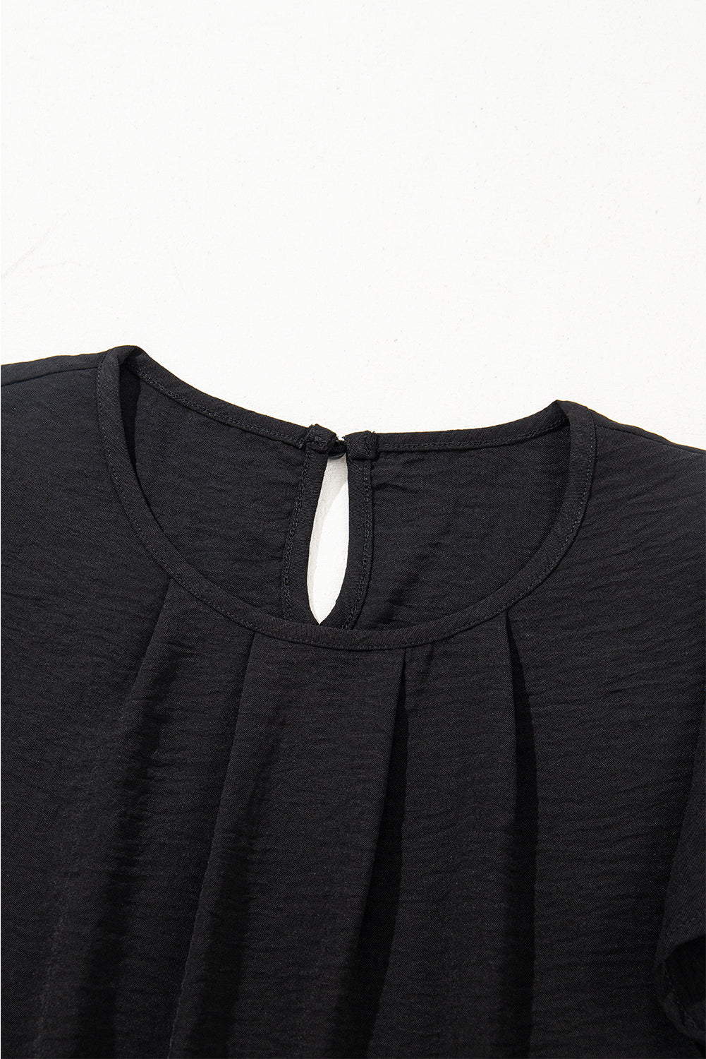 Flounce Sleeve Pleated Textured Blouse