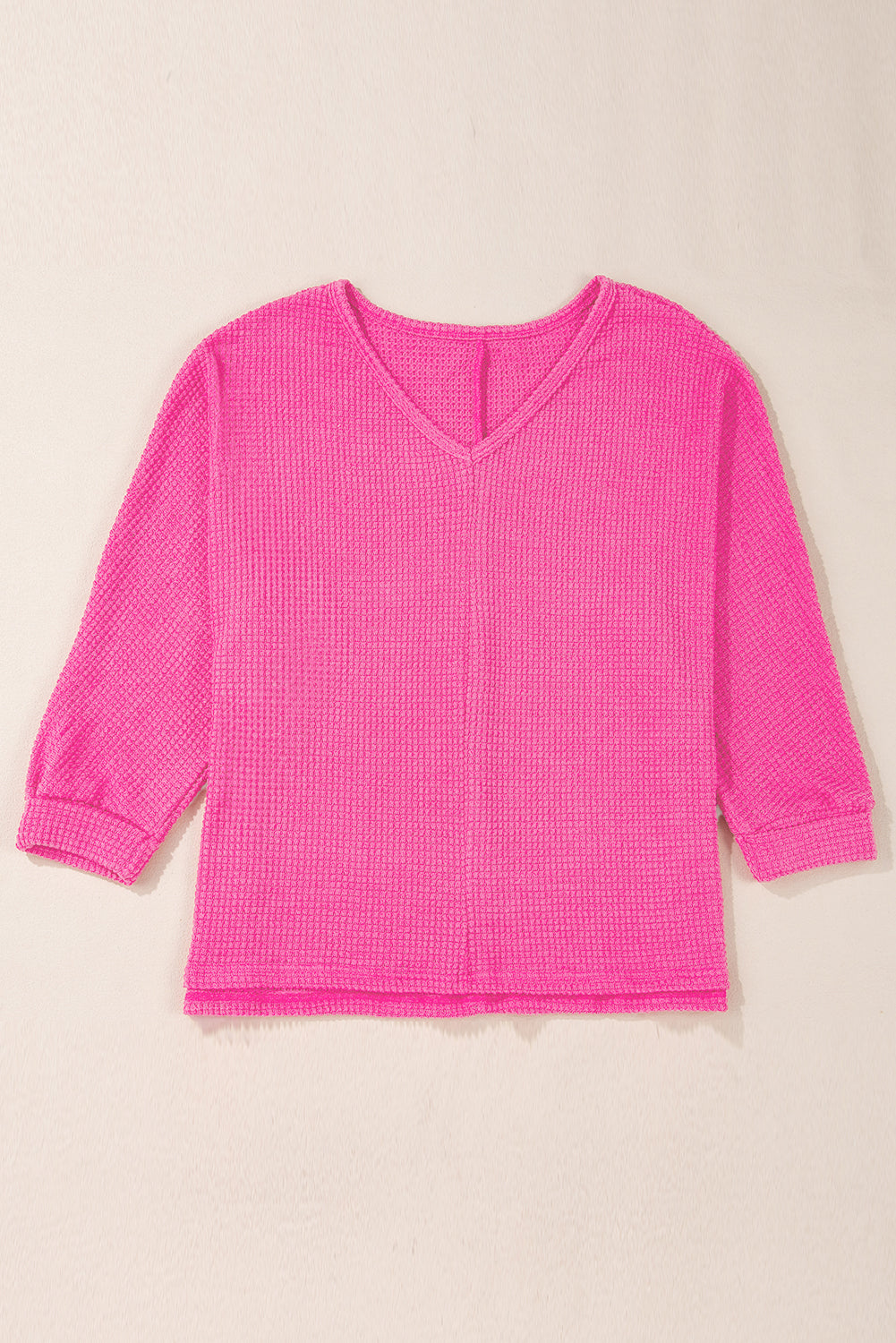 Waffle Knit Side Slits Loose Fit V N