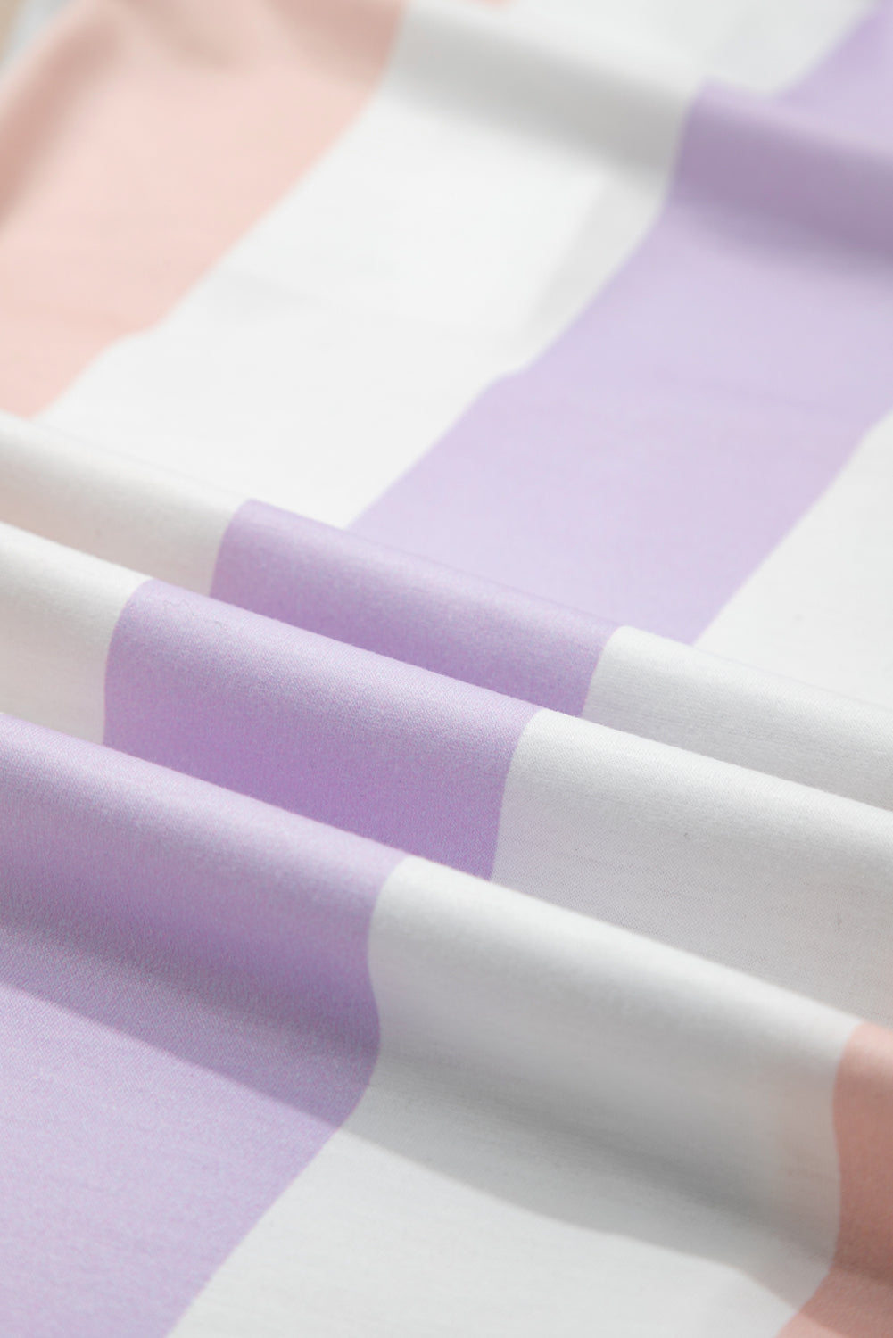 Purple Stripe Multicolored Print Drawstring Loose Pants with Side Pockets