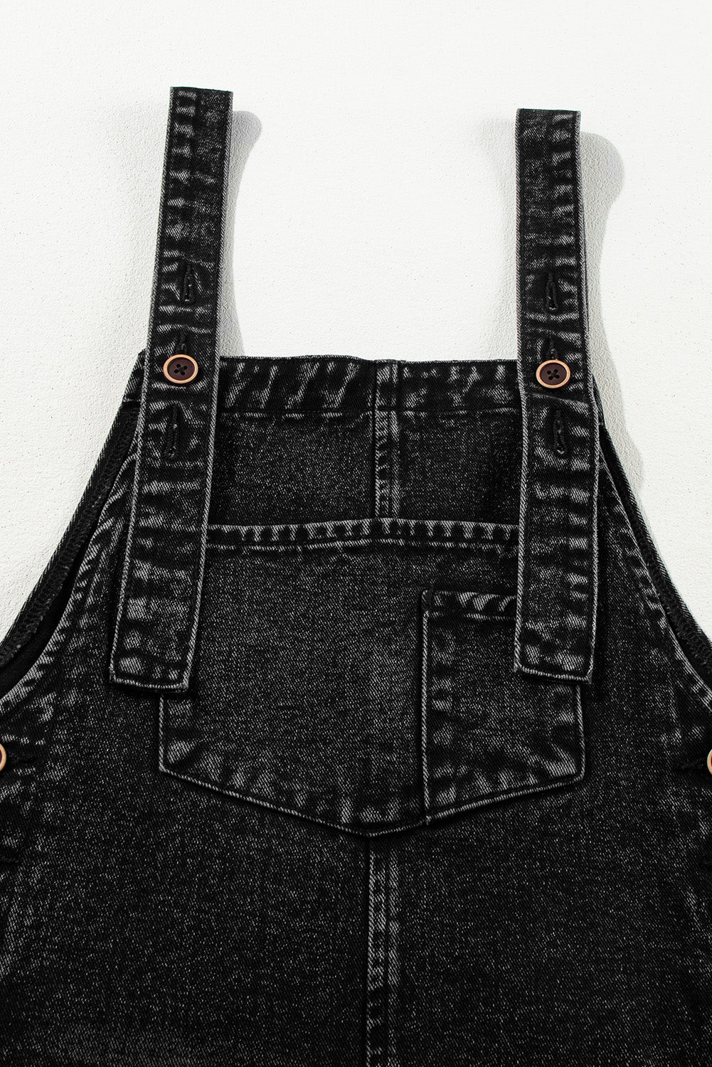 Distressed Bib Pocket Wide Leg Denim Overall