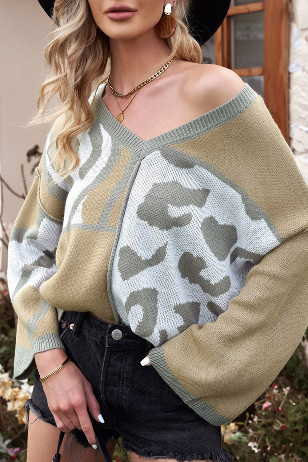 Leopard Animal Color Blocking Sweater