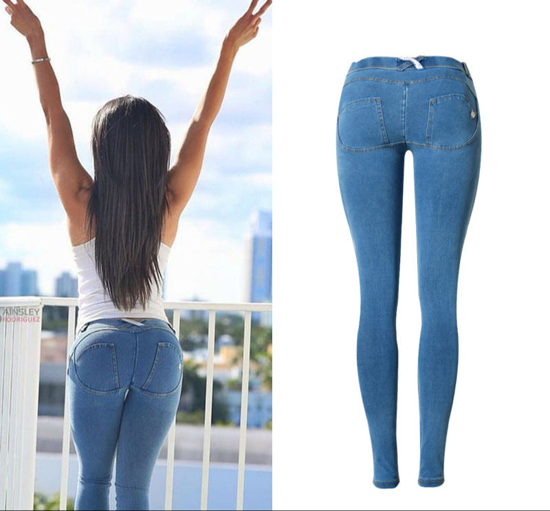 Low-Waist Peach Denim