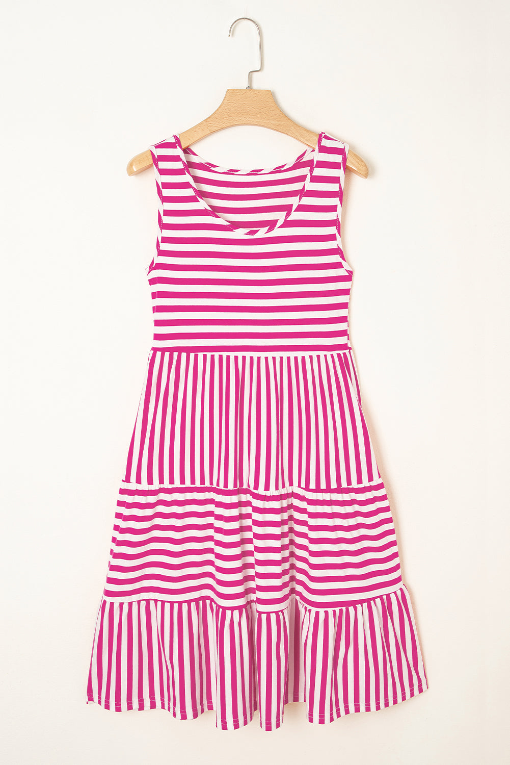 Stripe U Neck Sleeveless Loose Fit Mini Dress