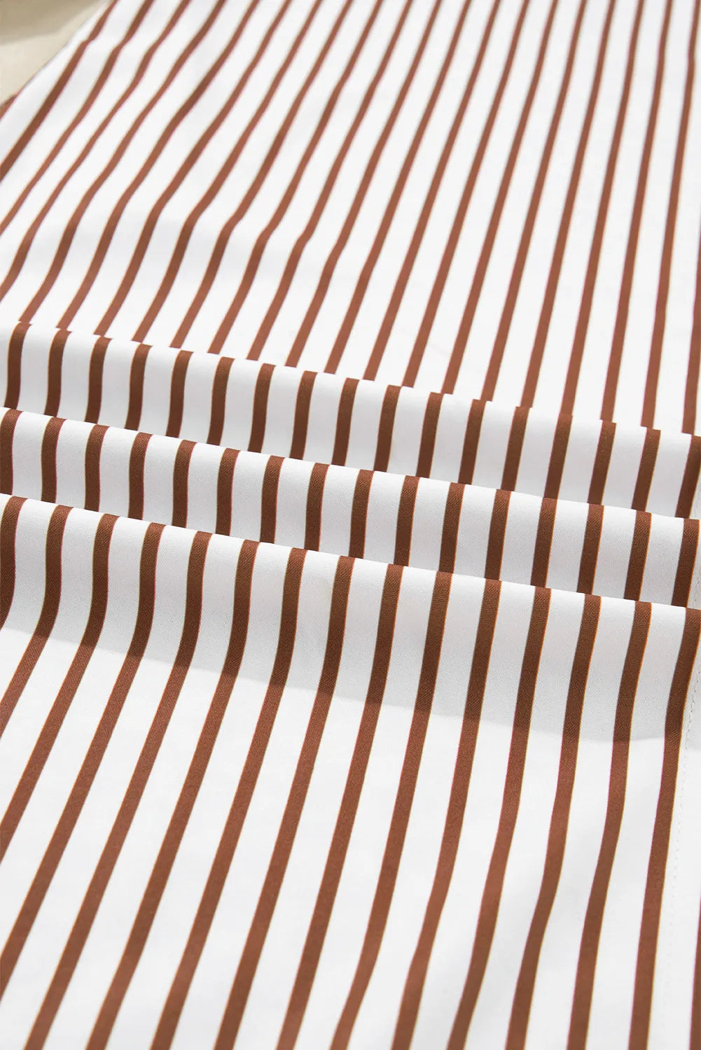 Brown Stripe Contrast Leopard Patchwork Long Shirt Dress with Slits