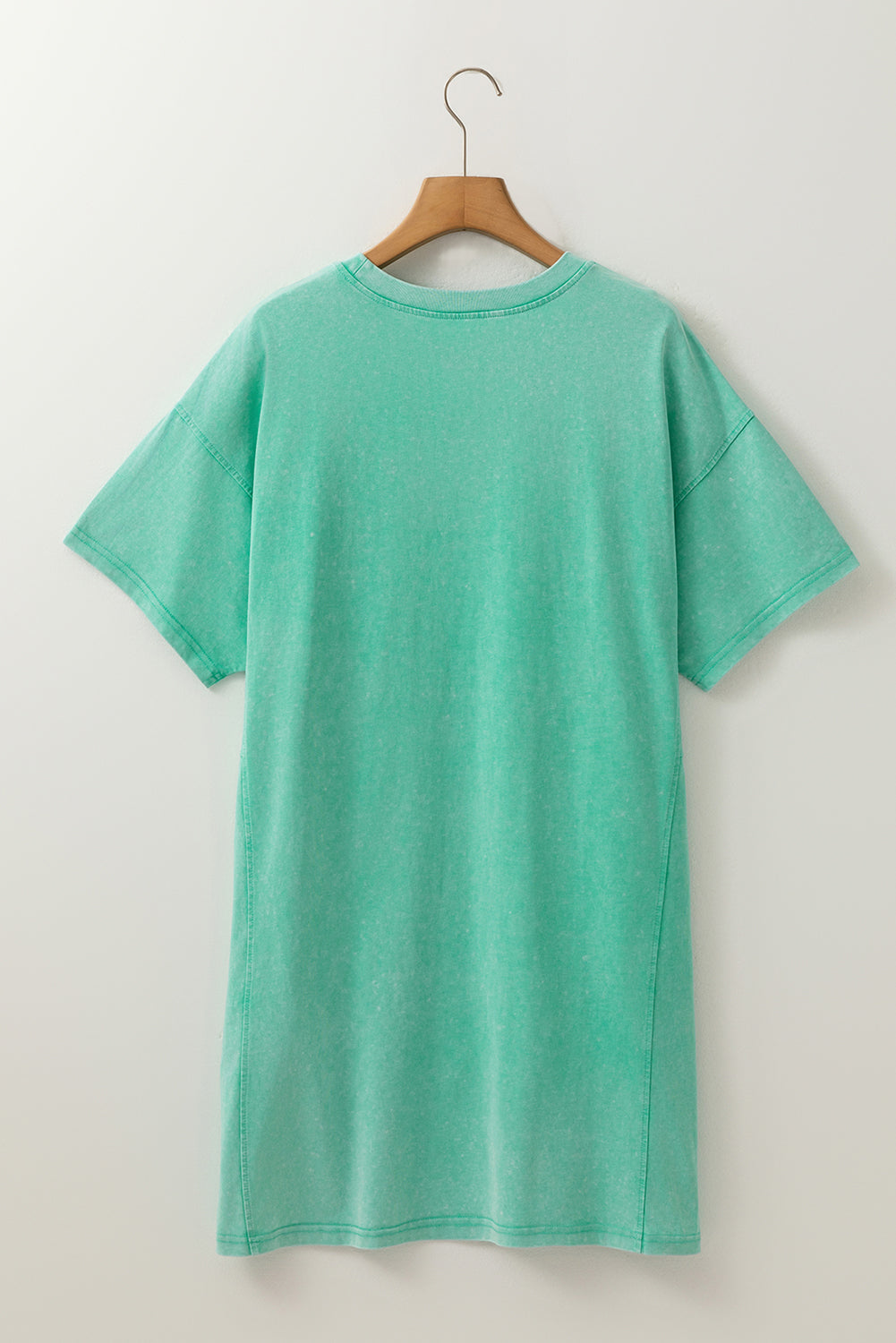 Mineral Wash Flower Patchwork Mini T Shirt Dress