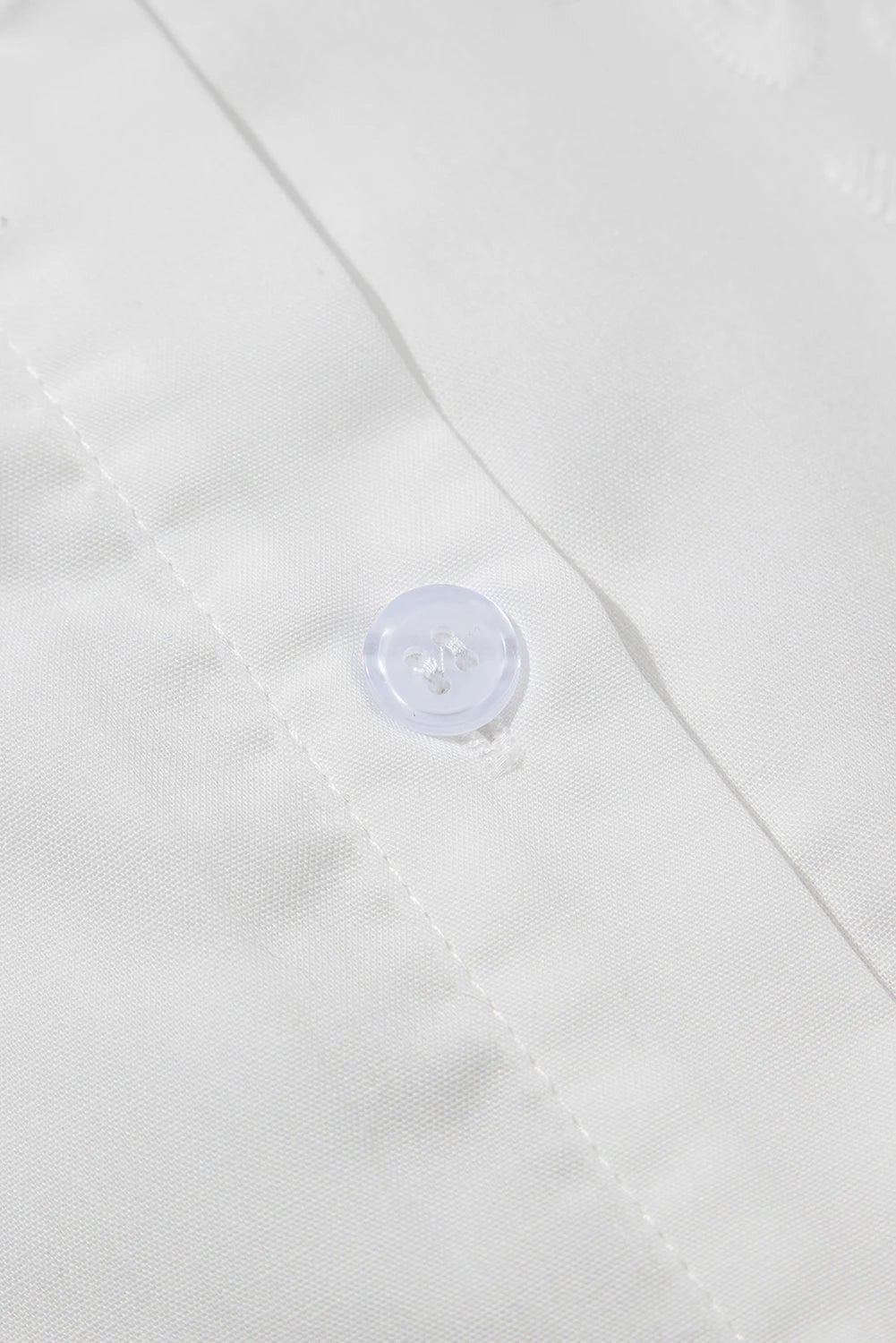 White Eyelet Embroidered Detail Short Puff Sleeve Shirt
