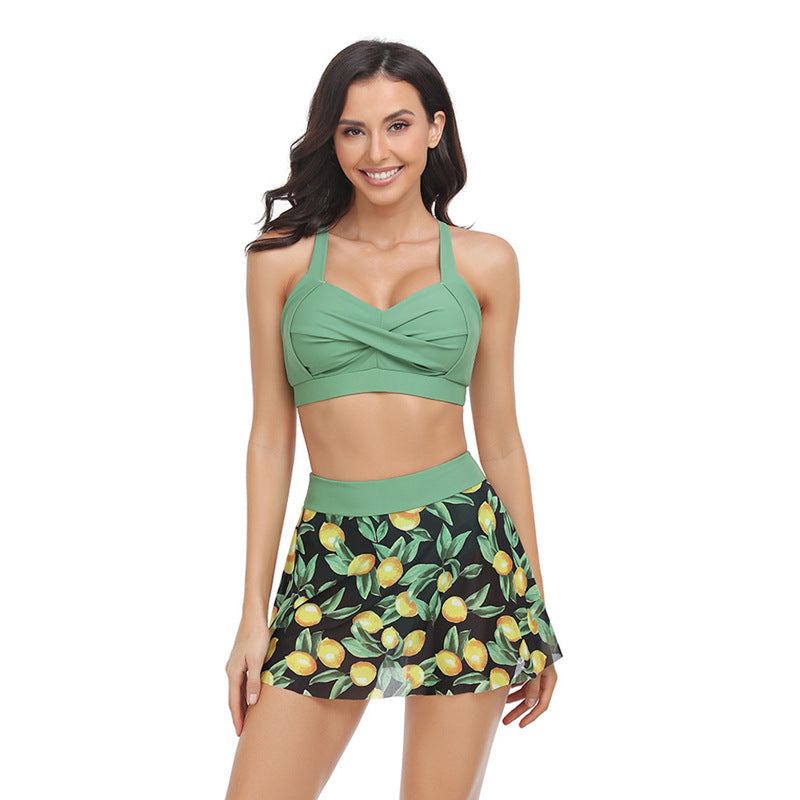 Mesh skirt two-piece swimsuit