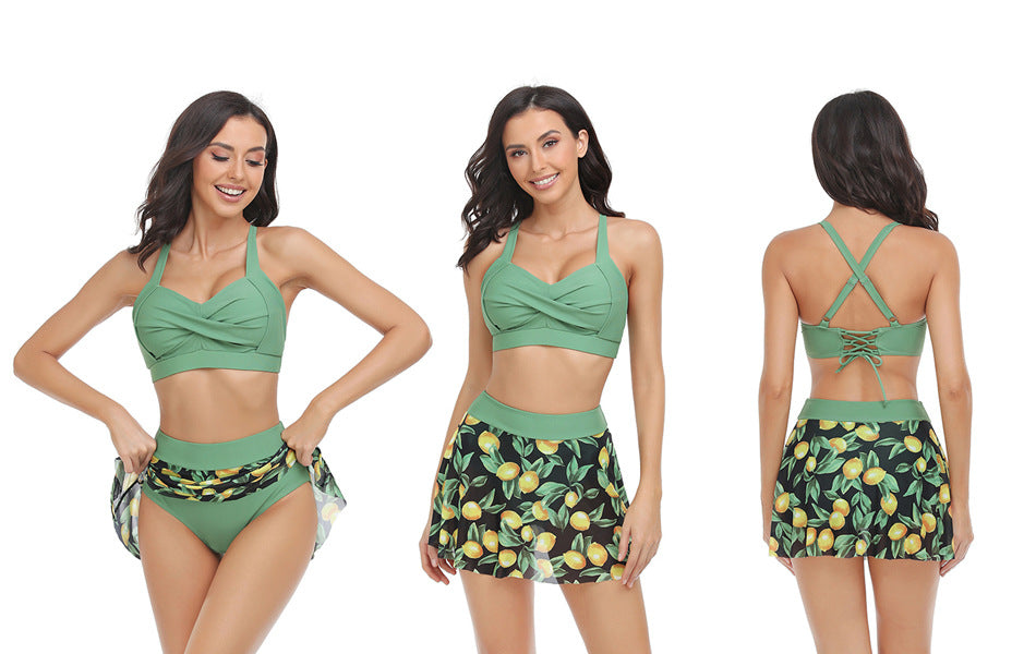 Mesh skirt two-piece swimsuit