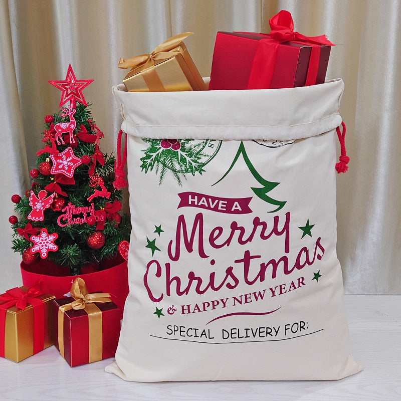 Christmas canvas gift bag double drawstring