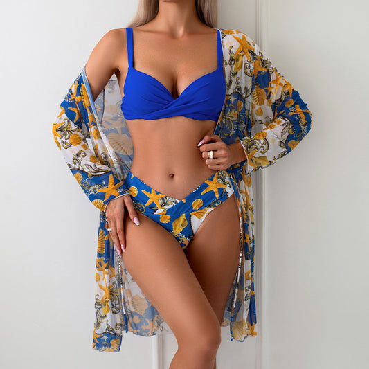 Bikini with cover-up Three-piece Set