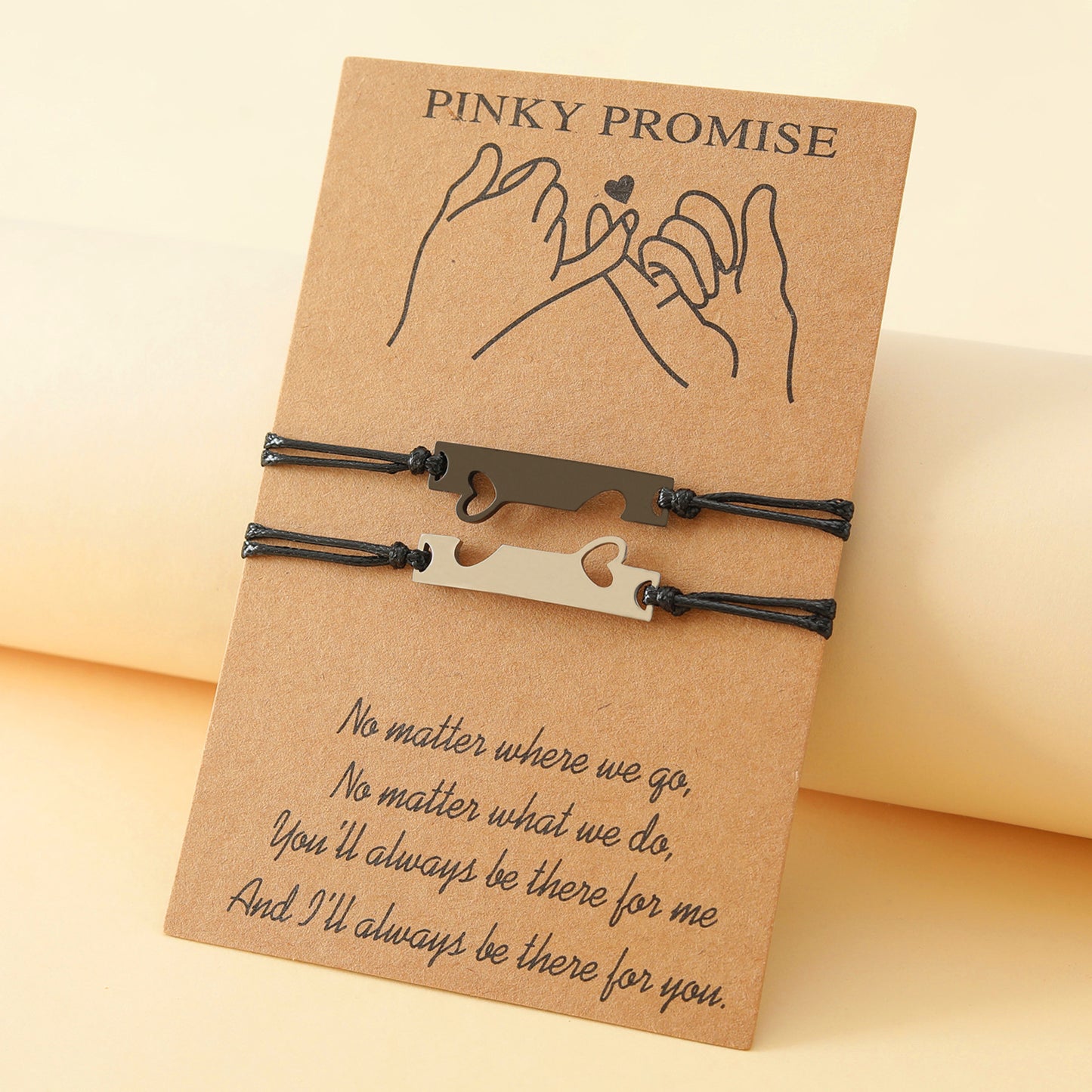 Rectangular Love Couple Card Hand-woven Bracelet Set