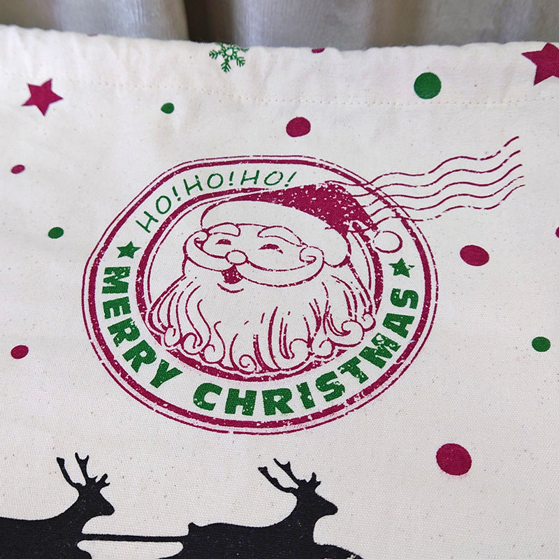 Christmas canvas gift bag double drawstring