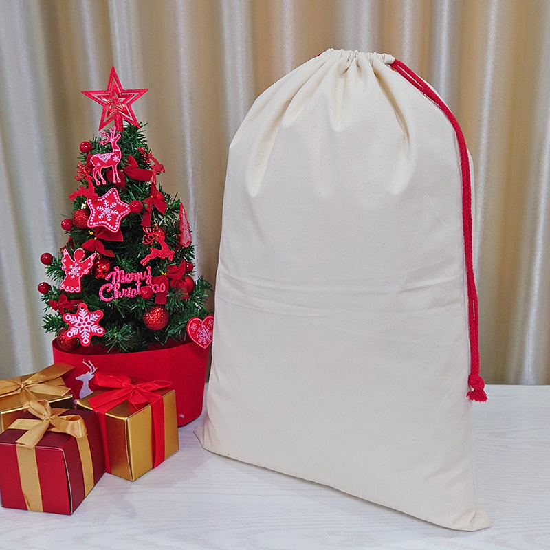 Christmas canvas gift bag double drawstring