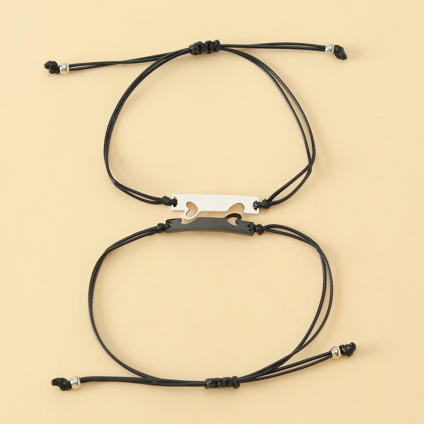 Rectangular Love Couple Card Hand-woven Bracelet Set