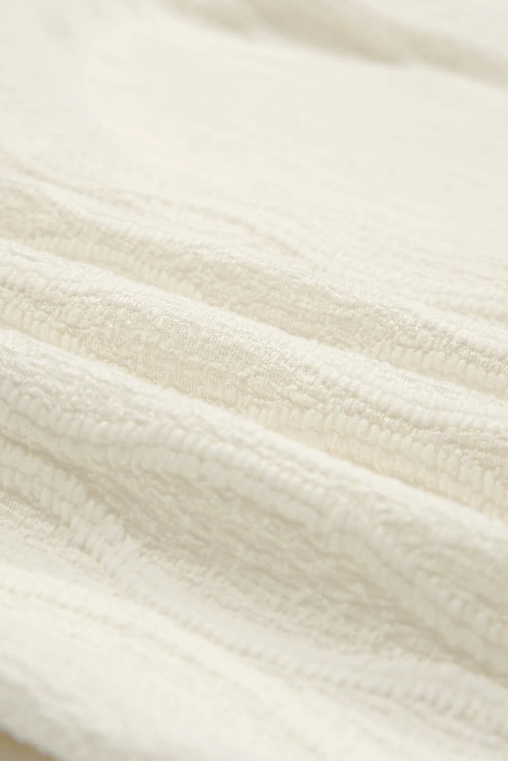 Solid Color Textured Notched Neck Puff Sleeve Blouse