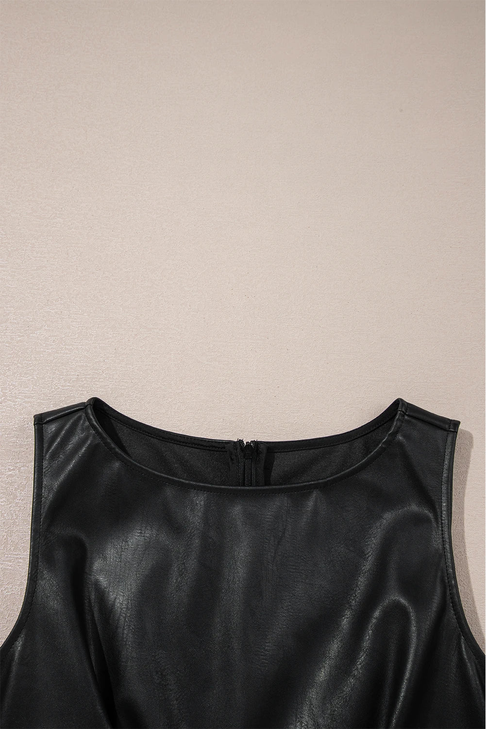 Black Vegan Leather Sleeveless Mini Dress