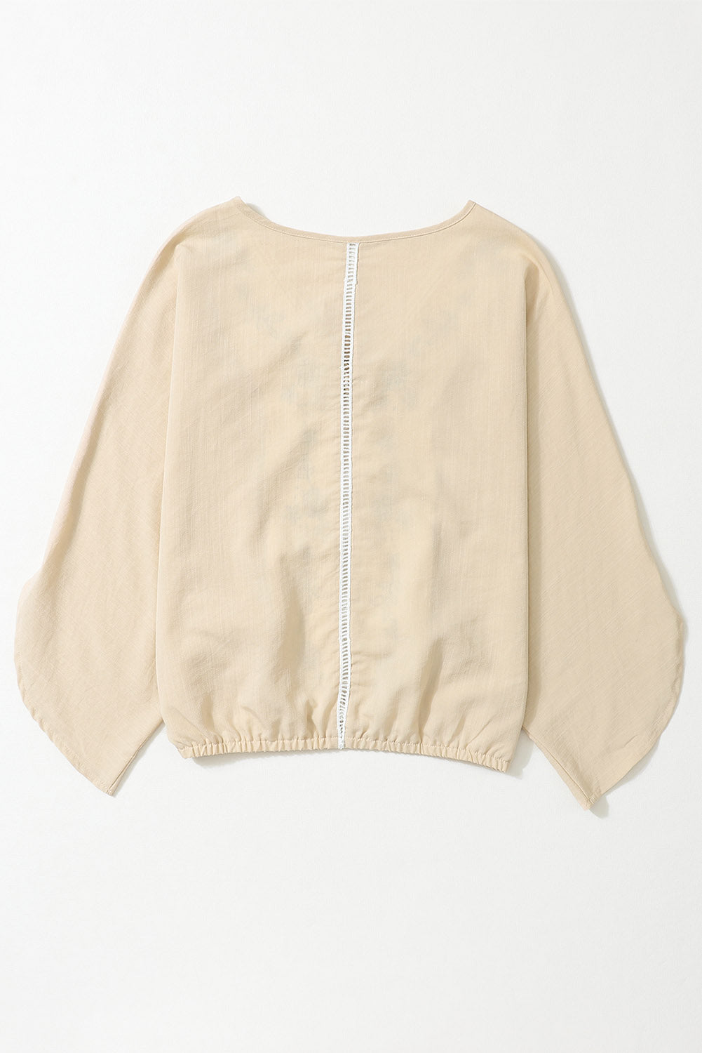 Golden Fleece Lace Crochet Patchwork Slit Sleeve Loose Blouse