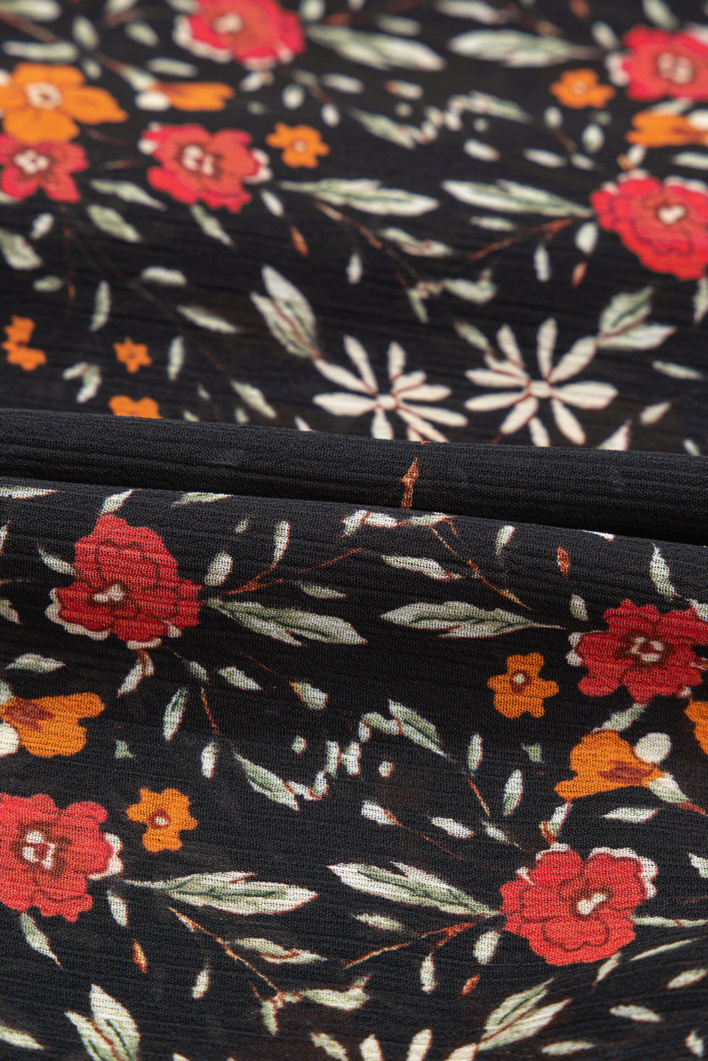 Black Strawberry Aesthetic Floral Puff Sleeve Shirt