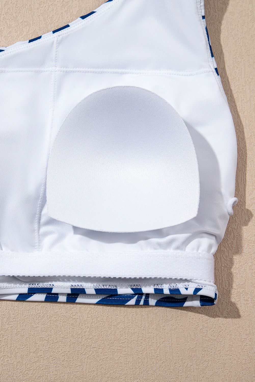 Blue Printed One-shoulder High Waisted Bikini