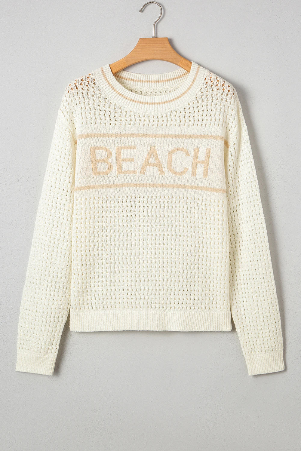 BEACH Hollow Out Knitted Lightweight Dolman Sweater