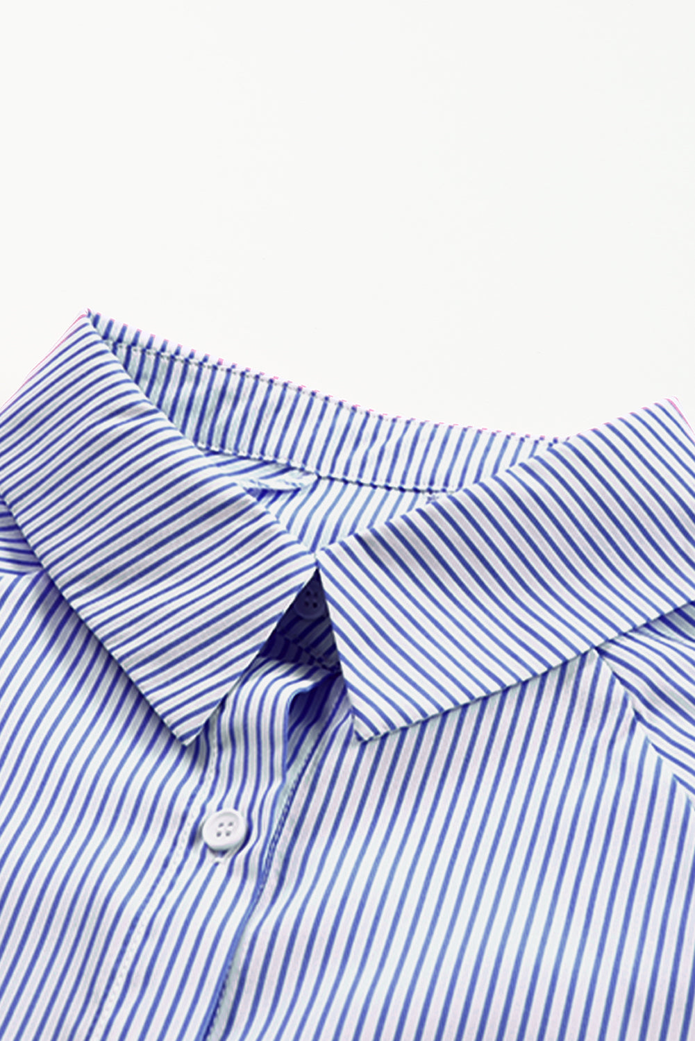 Stripe Smocked Cuffed Striped Boyfriend Shirt with Pocket