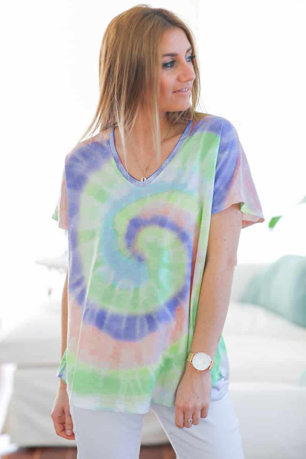 6877 Purple Tie Waist T-Shirt
