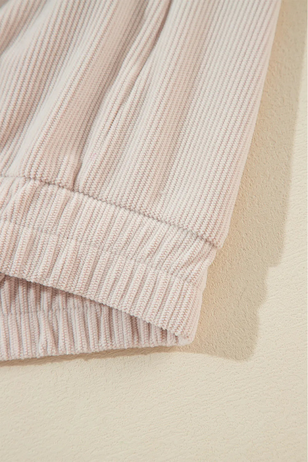 Corduroy Drawstring Hooded Pocket Zip Up Jacket