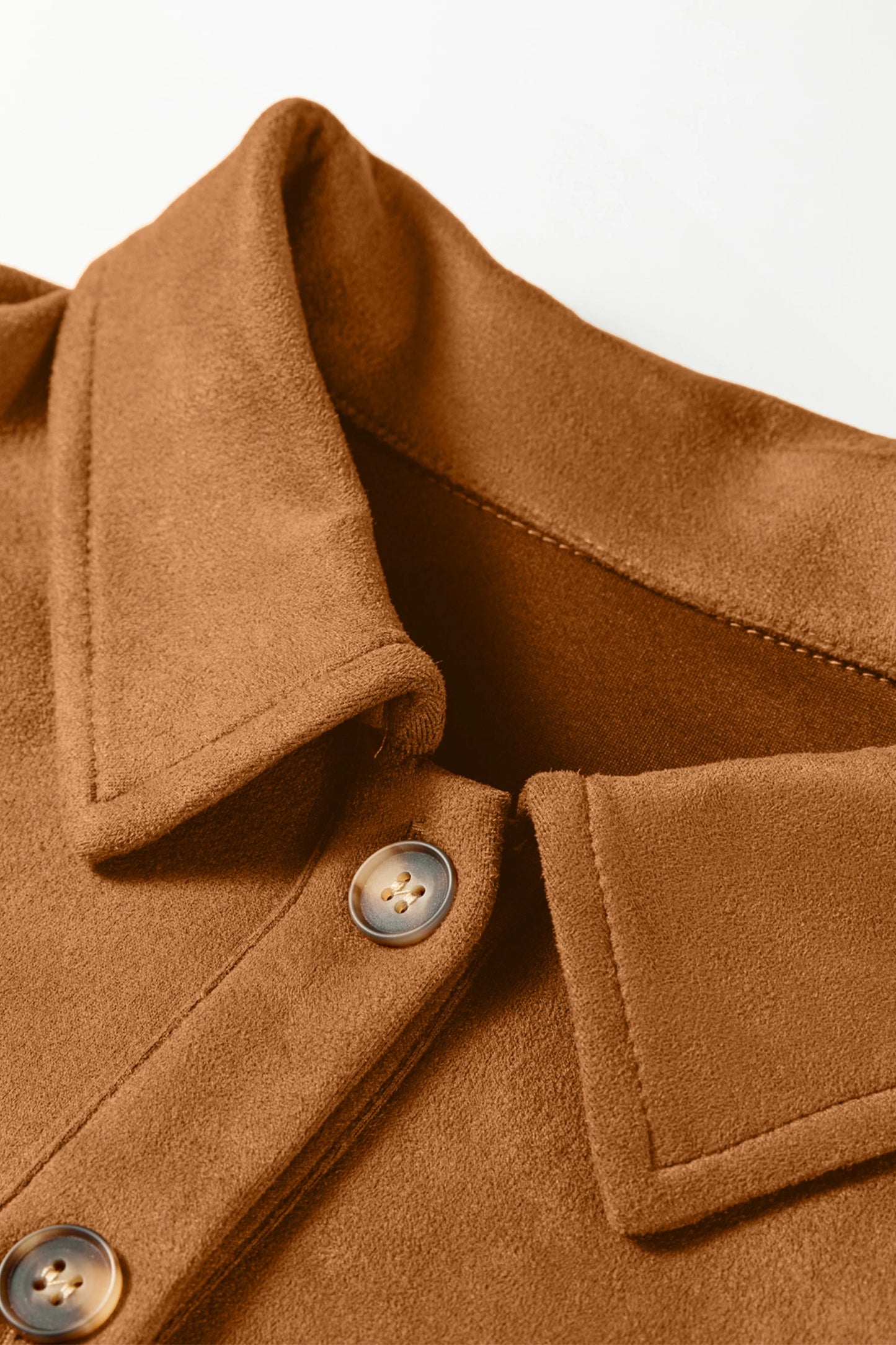 Solid Color Faux Suede Hollowed Detail Retro Style Jacket