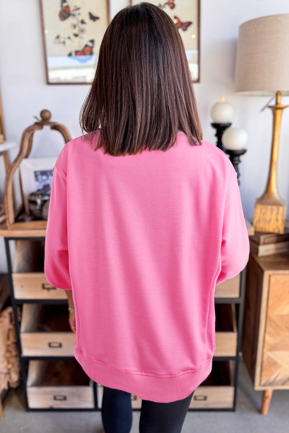 Floral Patched Half Sleeve Tunic Top