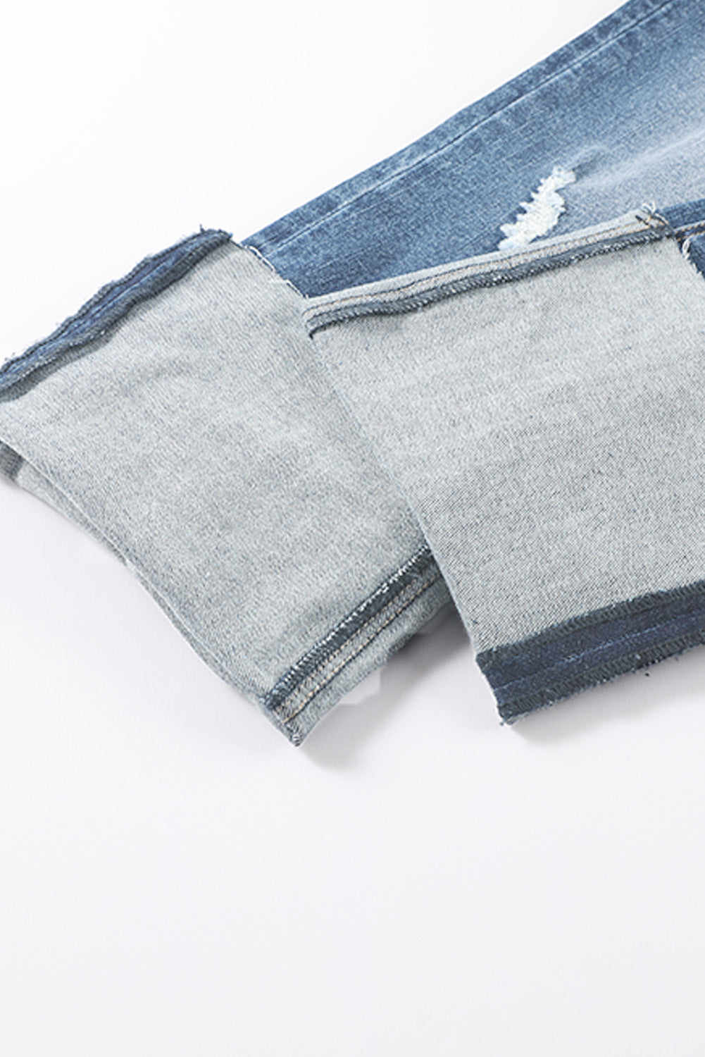 Sky Blue High Waist Distressed Straight Leg Jeans