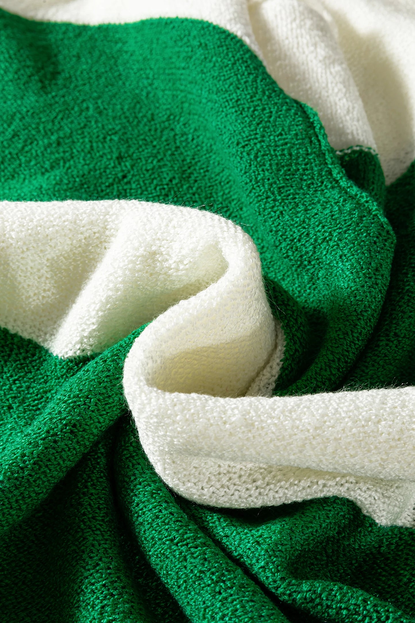 Stripe Loose Color Block Drop Shoulder Bubble Sleeve Sweater