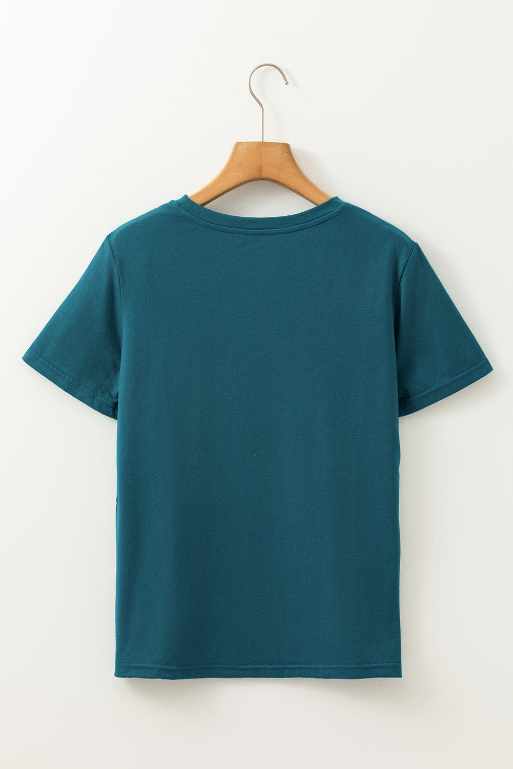 Solid Color Toothpick Stripe Round Neck T Shirt