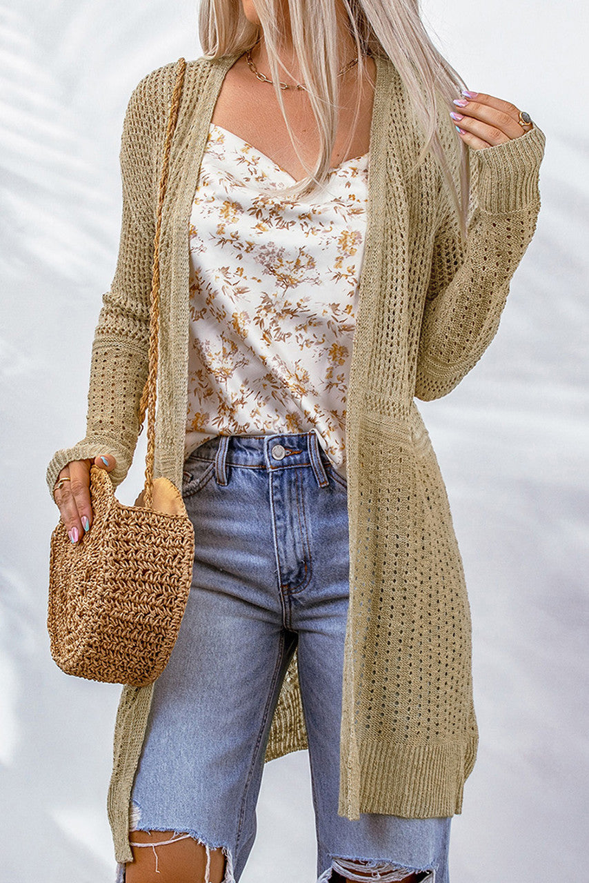 Apricot light openwork knit open cardigan The Perfect Touch SA