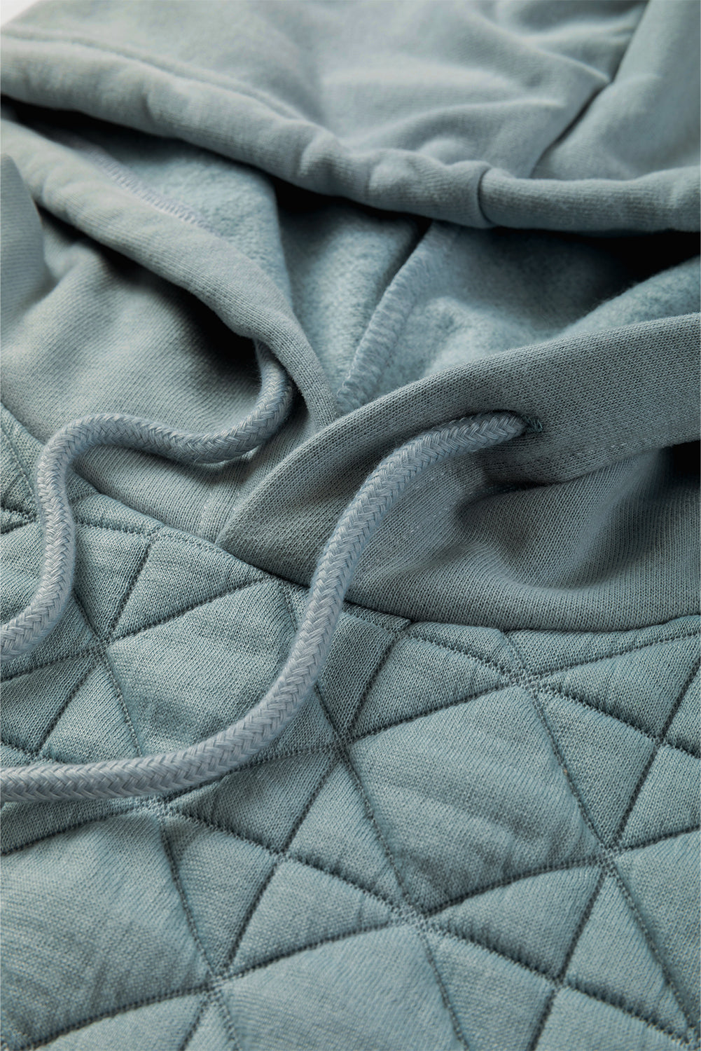 Drop Shoulder Quilted Patchwork Kangaroo Pocket Hoodie