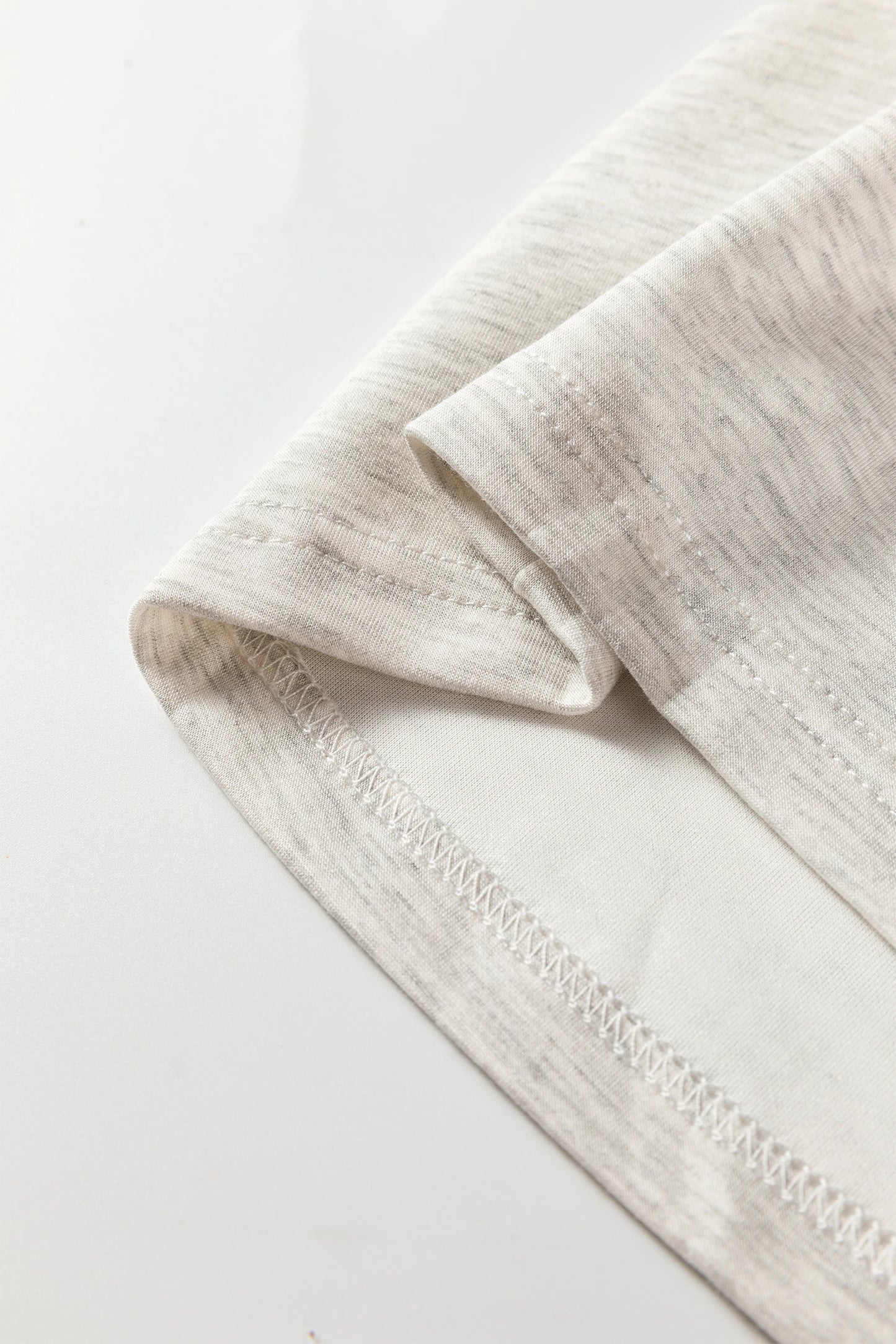 Light Grey Long Sleeve High Neck Slim Top Smocked Waist Central Seam Pants Set