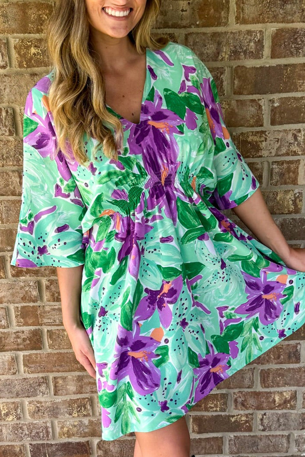 Half sleeve floral dress online